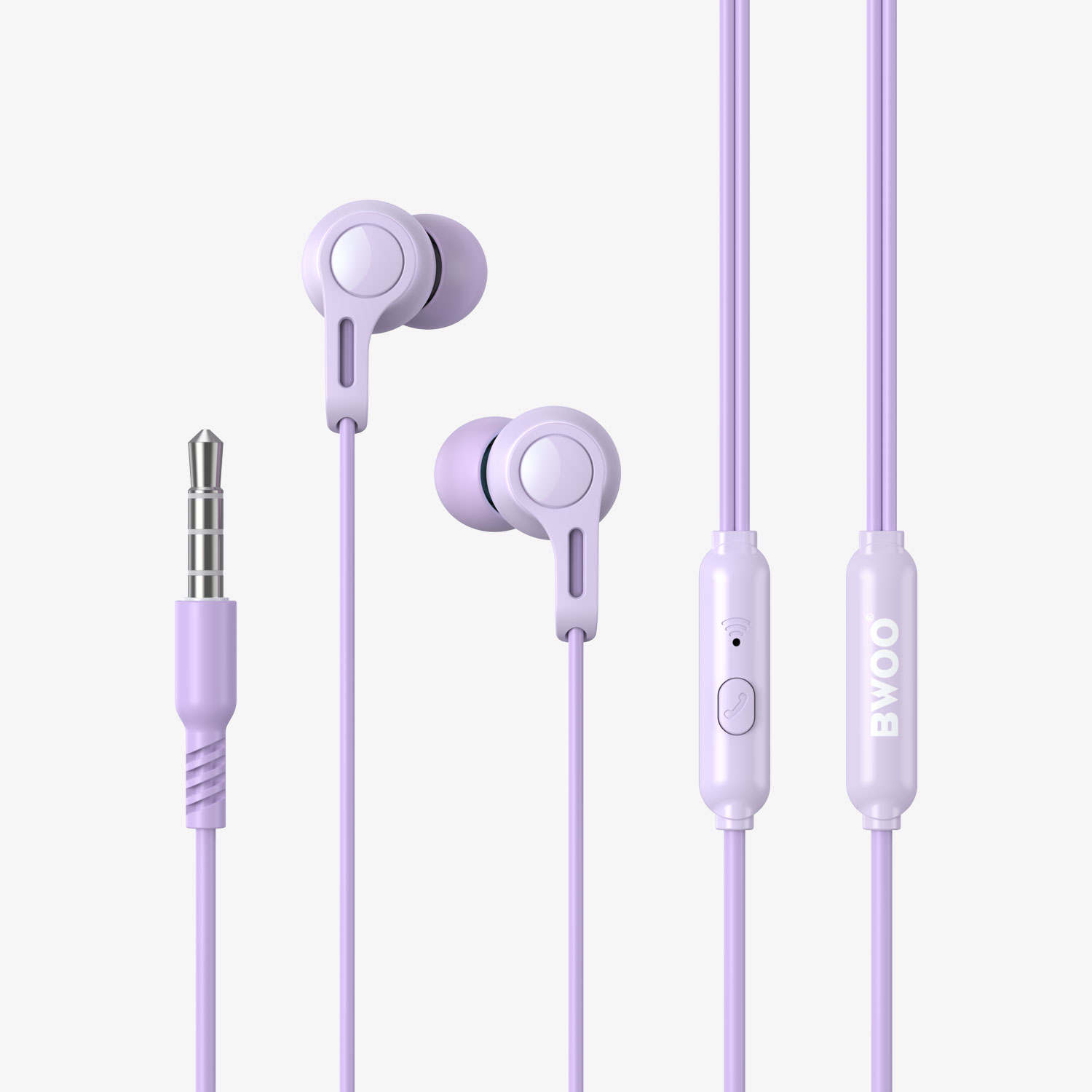 BWOO HF78 Wired Handsfree Earphones - Purple