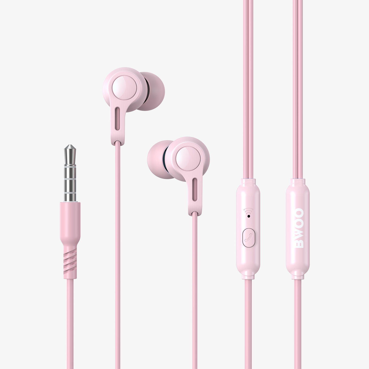 BWOO HF78 Wired Handsfree Earphones - Pink