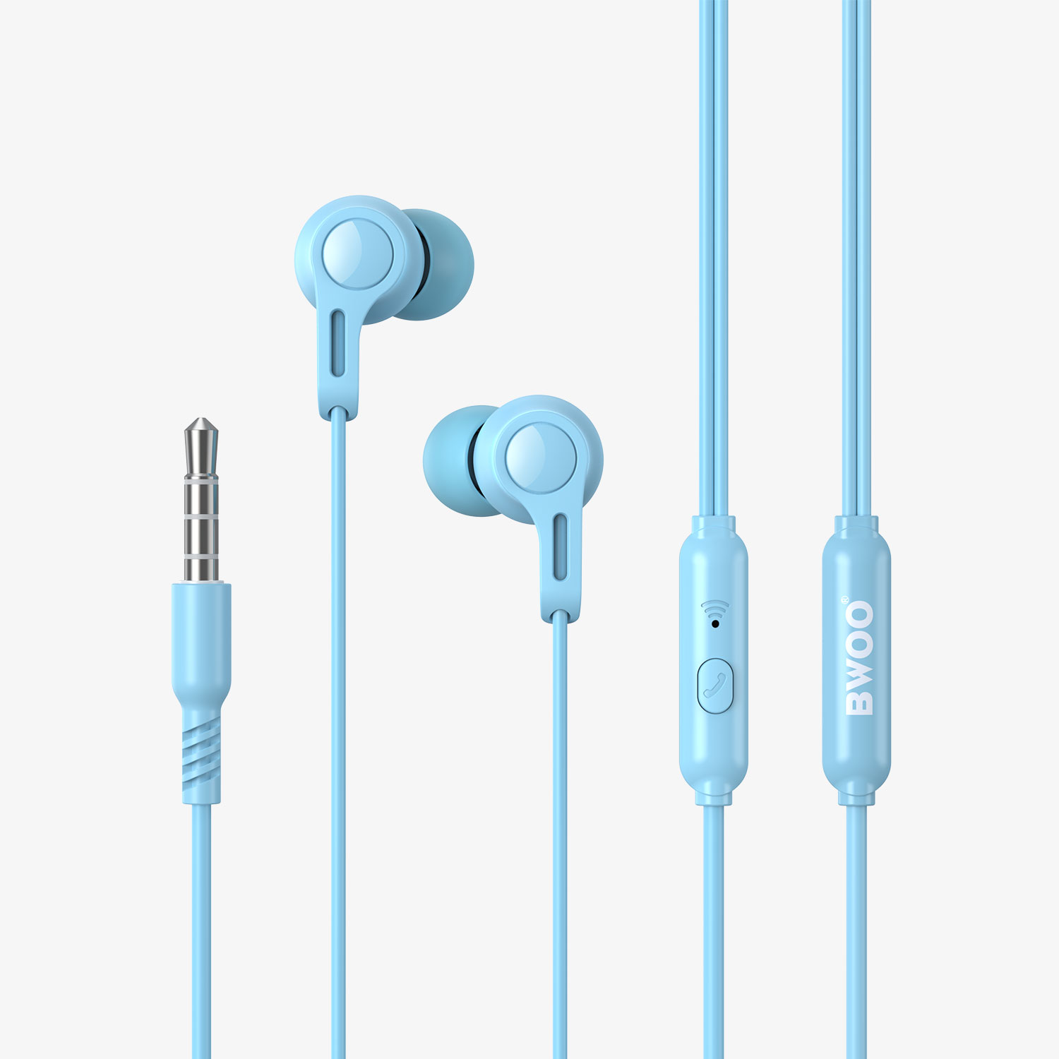BWOO HF78 Wired Handsfree Earphones - Blue